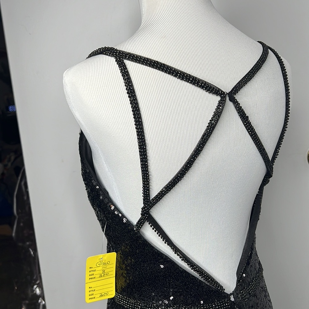 Glow Dress Black Sequin Rhinestone Open Back Prom Formal Homecoming NWT - Picture 13 of 17